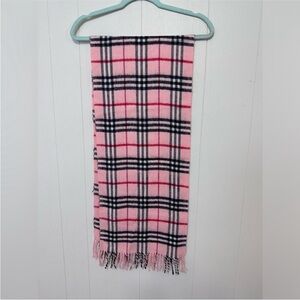 Pink and Black Plaid cashmere Scarf made in Italy